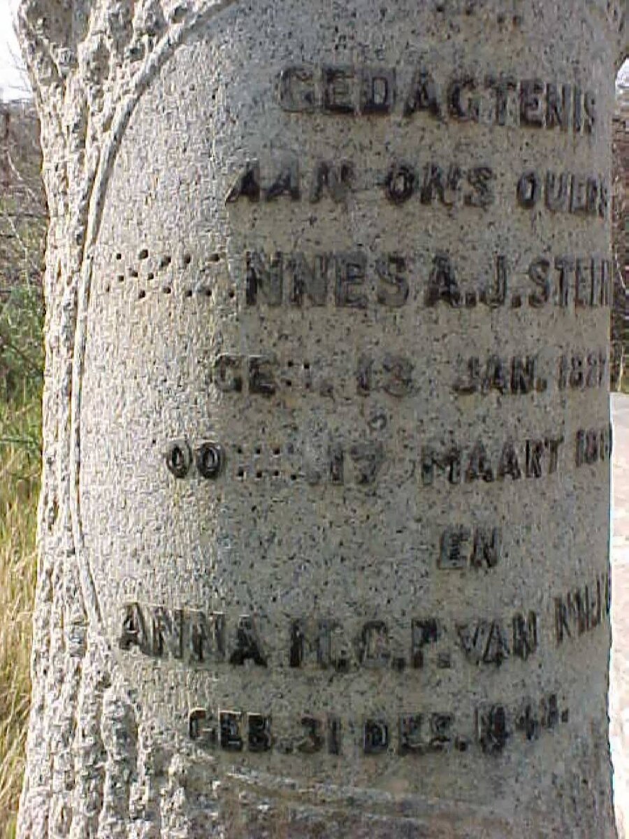 STEENKAMP Johannes A.J. 1822-1888 &amp; Anna M.C.P. VAN NIEKERK 1848-