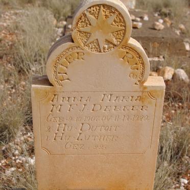 BEER Anna Maria M.F.J., de, formerly LUTHER, formerly DU TOIT 1907-1929