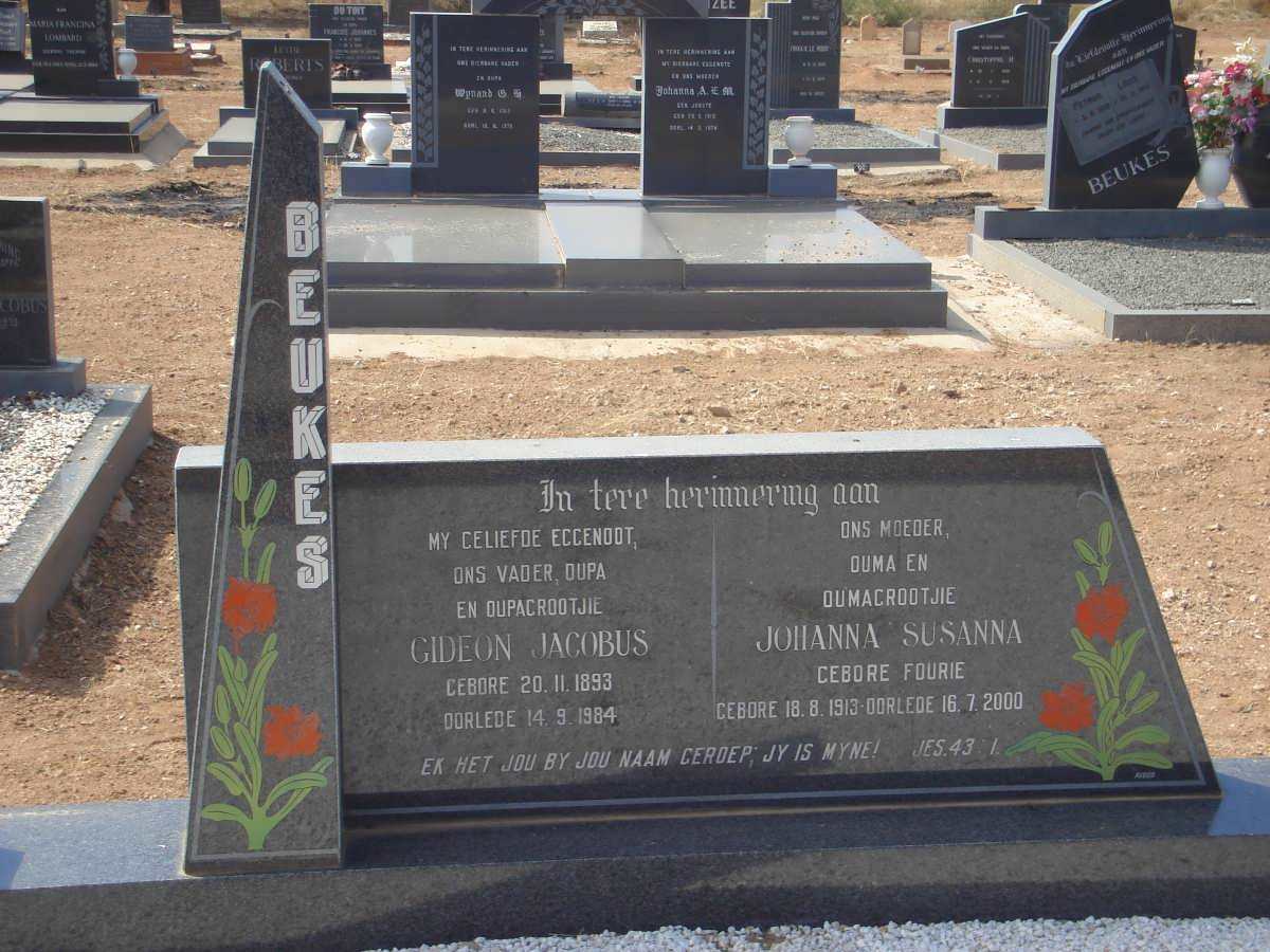 BEUKES Gideon Jacobus 1893-1984 &amp; Johanna Susanna FOURIE 1913-2000
