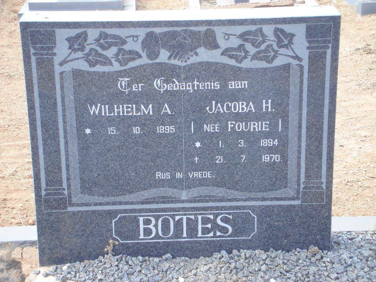 BOTES Wilhelm A. 1895- &amp; Jacoba H. FOURIE 1894-1970