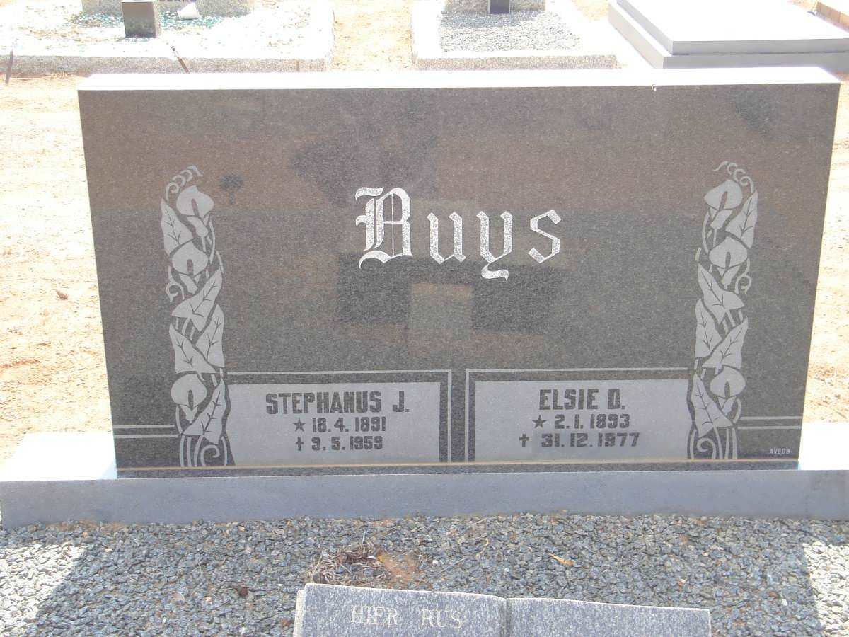 BUYS Stephanus J. 1891-1959 &amp; Elsie D. 1893-1977