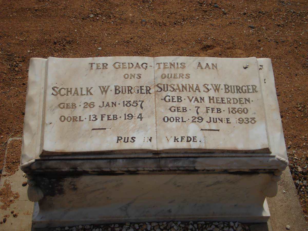 BURGER Schalk W. 1857-1914 &amp; Susanna S.W. VAN HEERDEN 1860-1938