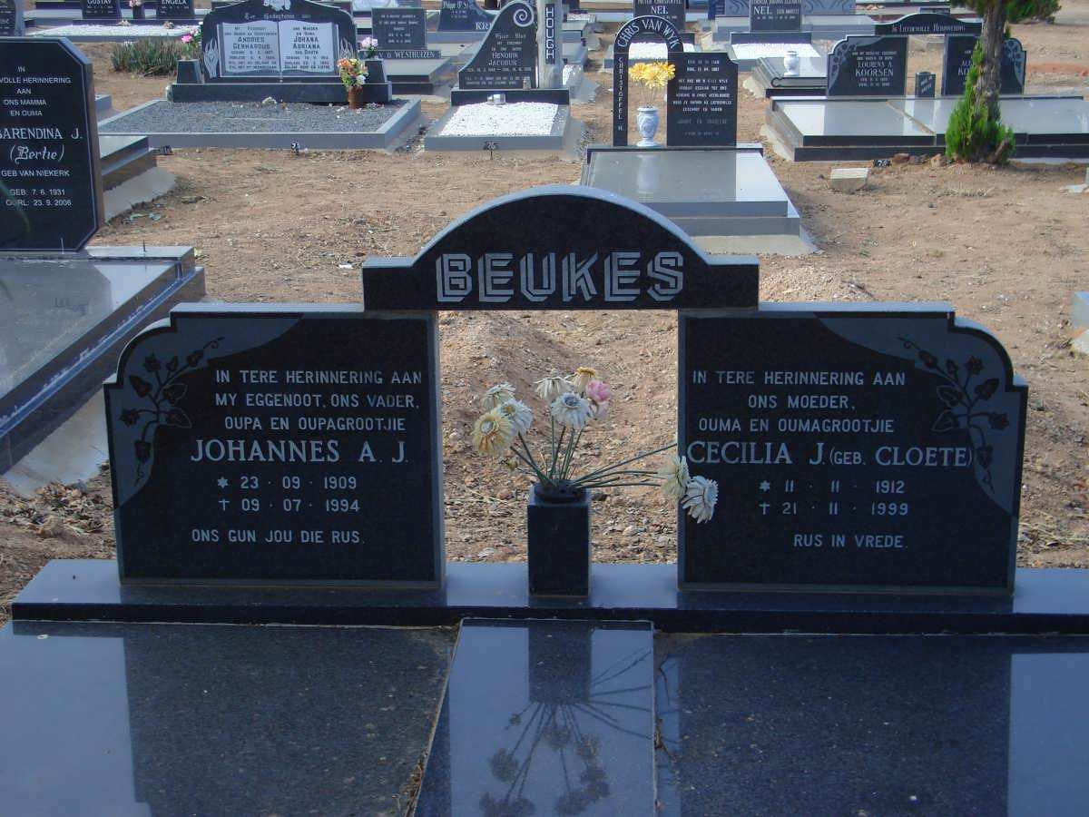 BEUKES Johannes A.J. 1909-1994 &amp; Cecilia J. CLOETE 1912-1999