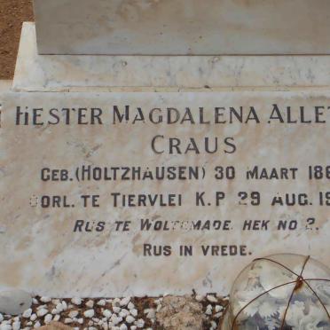 CRAUS Hester Magdalena Alletta nee HOLTZHAUSEN 1963-1950