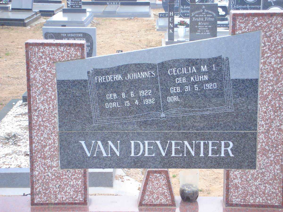 DEVENTER Frederik Johannes, van 1922-1992 &amp; Cecilia M.I. KUHN 1920-
