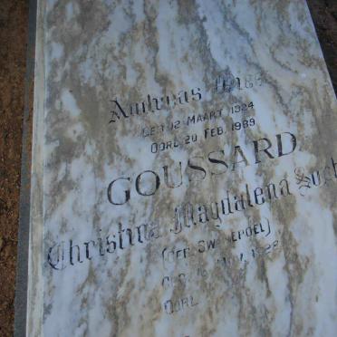 GOUSSARD Andreas Diego 1924-1989 &amp; Christina Magdalena Sophia SWANEPOEL 1928-