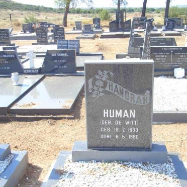 HUMAN Hanorah nee DE WITT 1933-1980