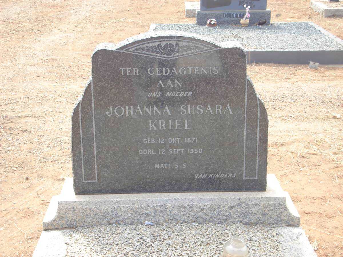 KRIEL Johanna Susara 1871-1950