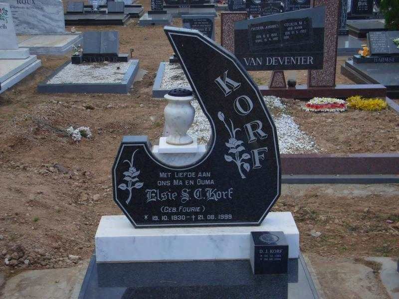 KORF D.J. 1964-2004 :: KORF Elsie S.C. nee FOURIE 1930-1999