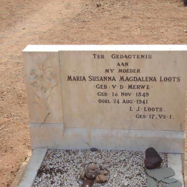 LOOTS Maria Susanna Magdalena nee V.D. MERWE 1849-1941