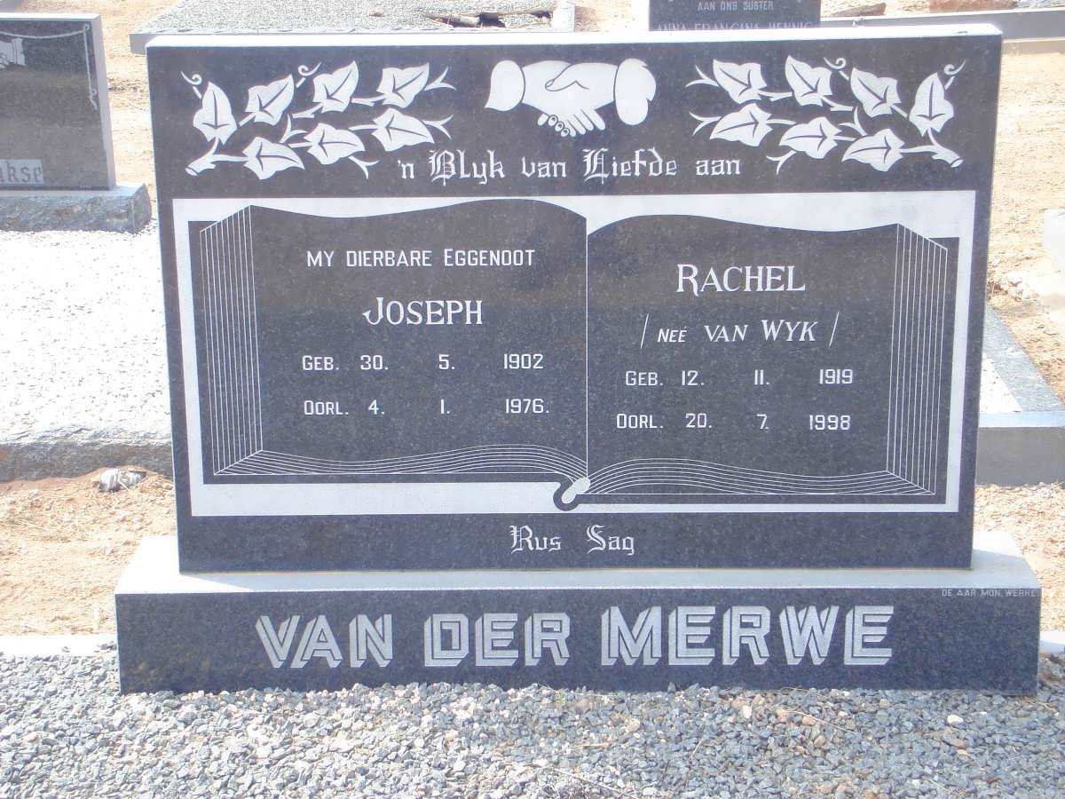 MERWE Joseph, van der 1902-1976 &amp; Rachel VAN WYK 1919-1998