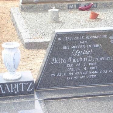 MARITZ Aletta Jacoba nee VERMEULEN 1908-1997