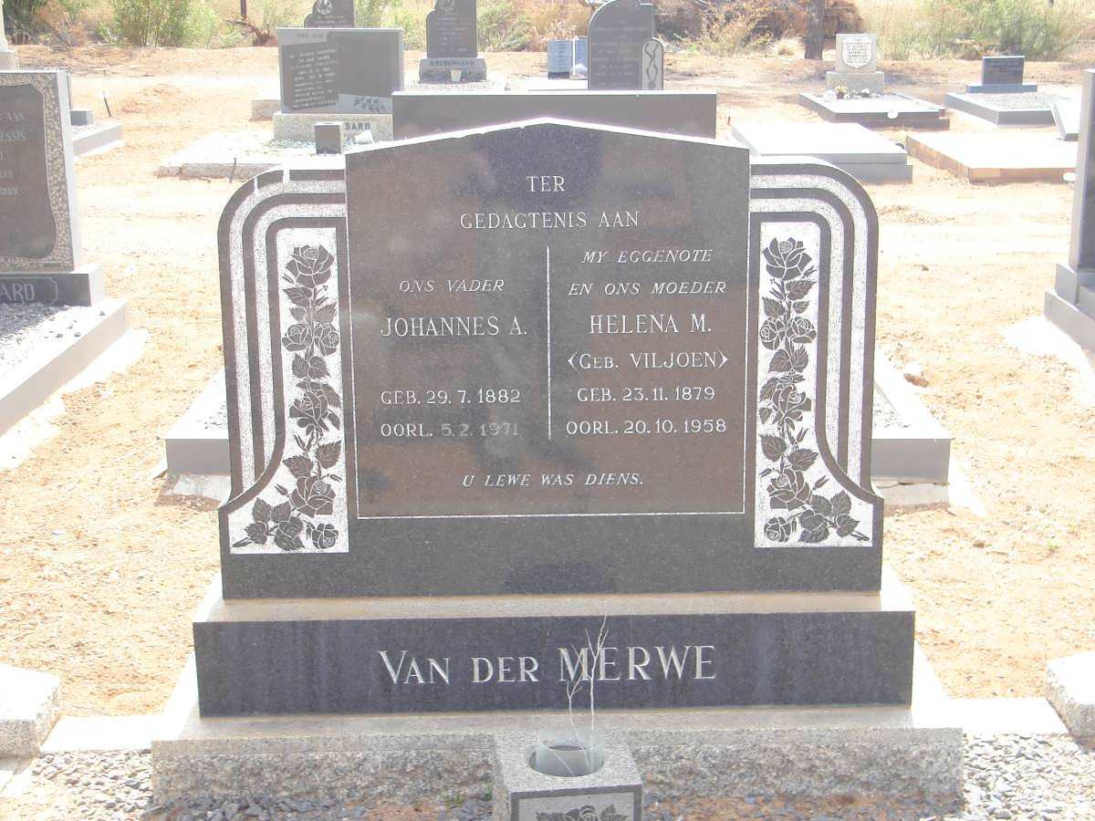 MERWE Johannes A., van der &amp; Helena M. VILJOEN 1879-1958