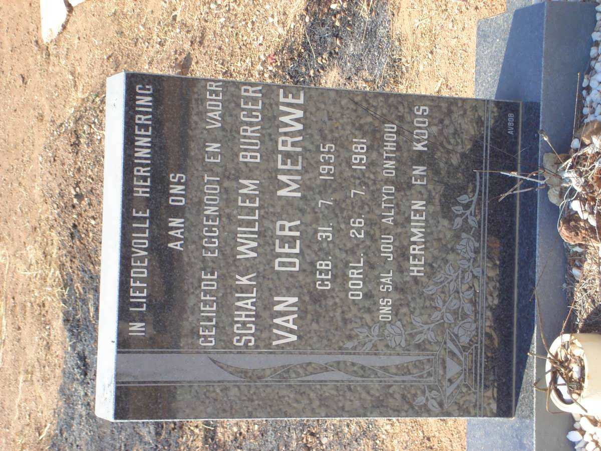 MERWE Schalk Willem Burger, van der 1935-1981