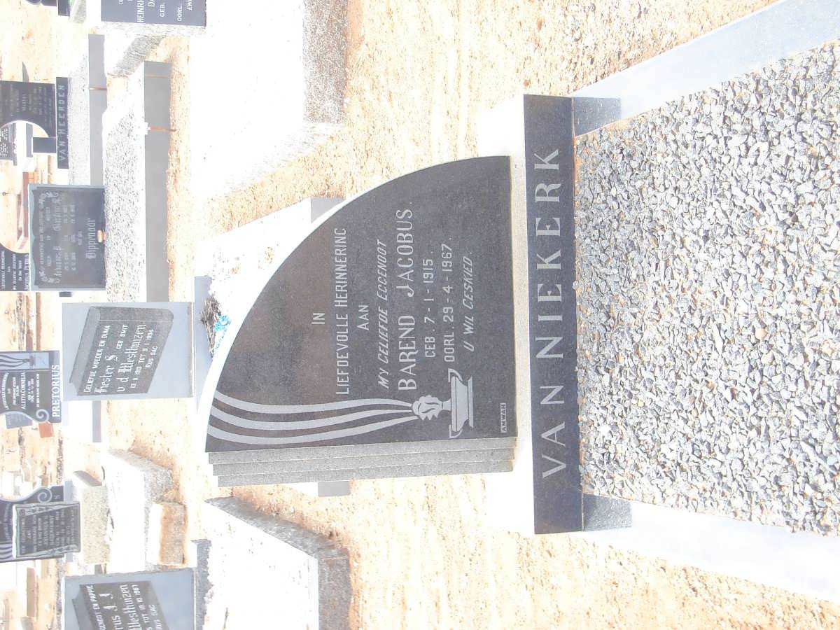 NIEKERK Barend Jacobus, van 1915-1967