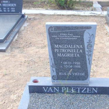 PLETZEN Magdalena Petronella Magrieta, van 1926-1995