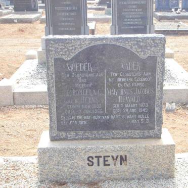 STEYN Marthinus Jacobus Dewald 1873-1949 &amp; Petronella C. HEYNS 1883-1966