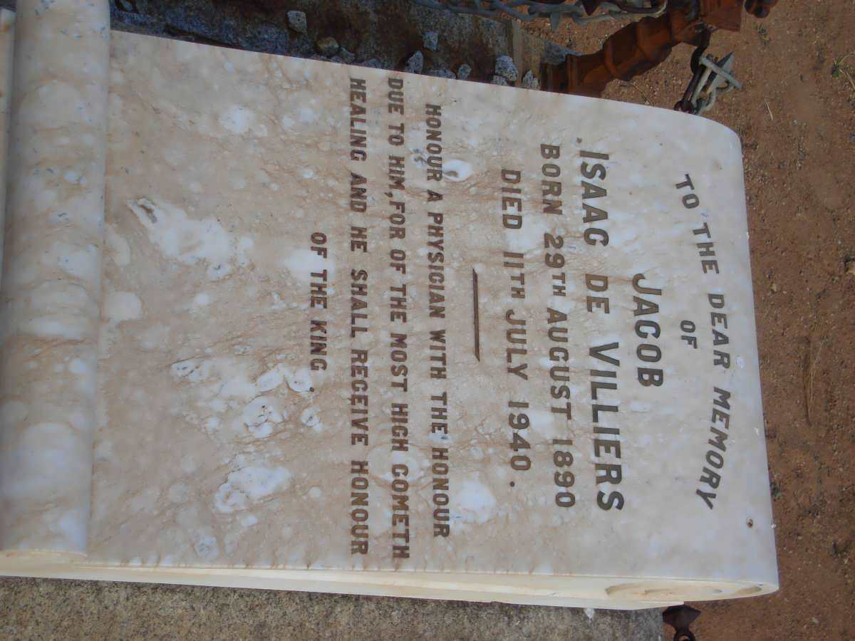 VILLIERS Jacob Isaac, de 1890-1940