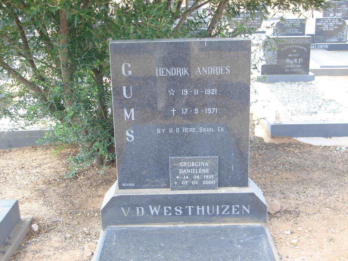 WESTHUIZEN Hendrik Andries, van der 1921-1971 &amp; Georgina Danielene 1935-2000