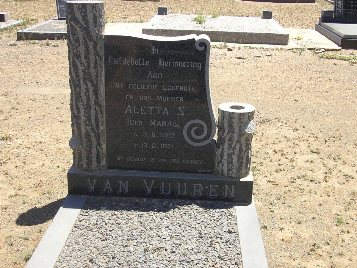VUUREN Aletta S., van nee MARAIS 1920-1974