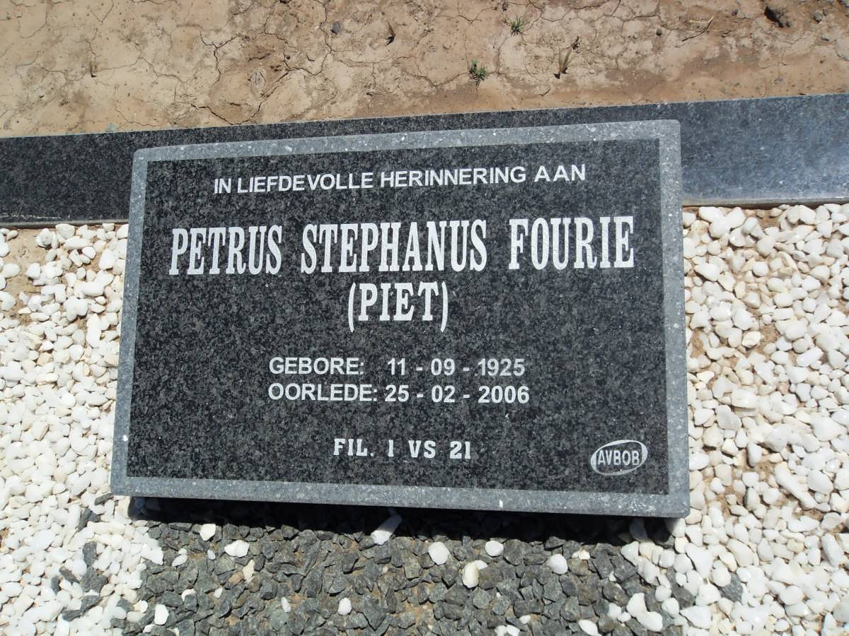 FOURIE Petrus Stephanus 1925-2006