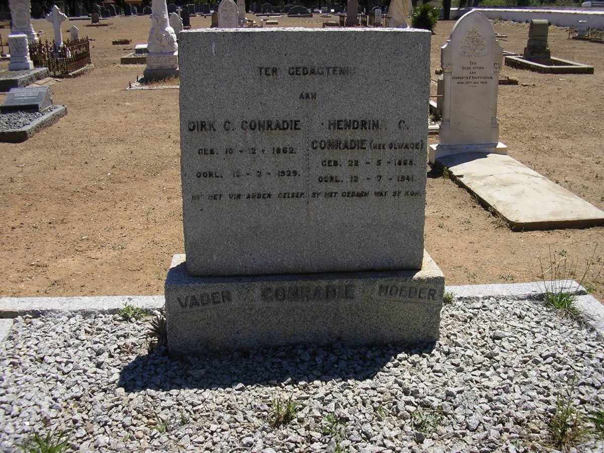 CONRADIE Dirk C. 1862-1929 &amp; Hendrina C. OLWAGE 1868-1941