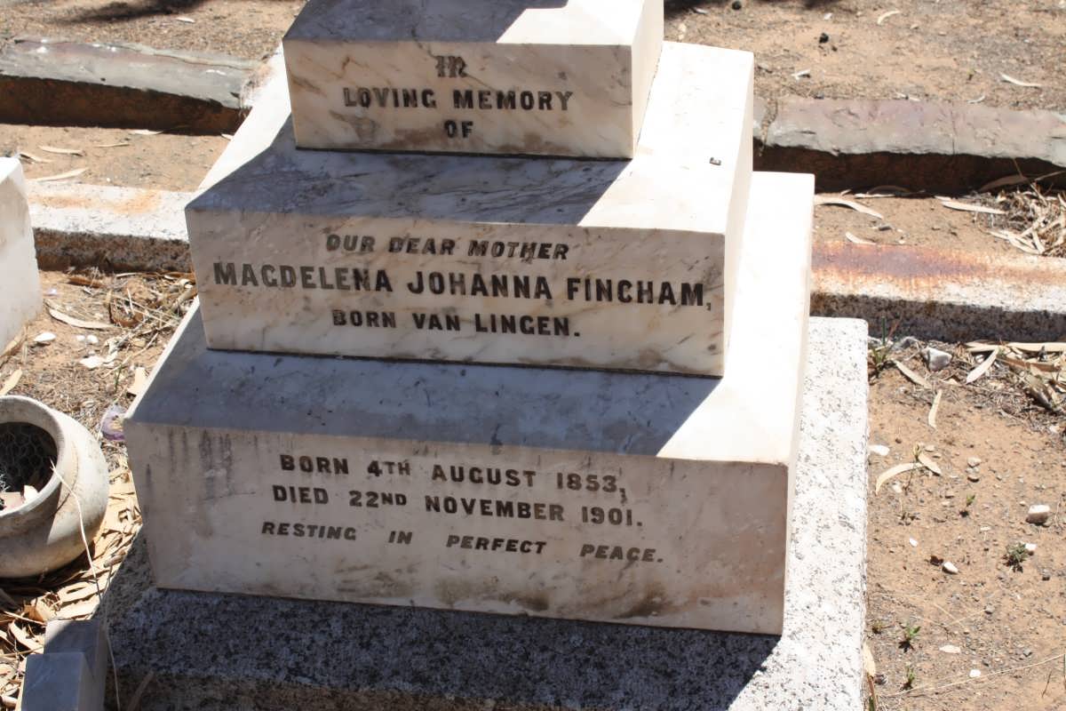 FINCHAM Magdelena Johanna nee VAN LINGEN 1853-1901