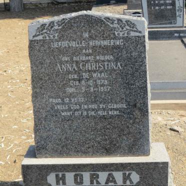 HORAK Anna Christina nee DE WAAL 1879-1957