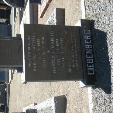 LIEBENBERG Barend Jacobus 1889-1956 &amp; Martha Elizabeth 1894-1969