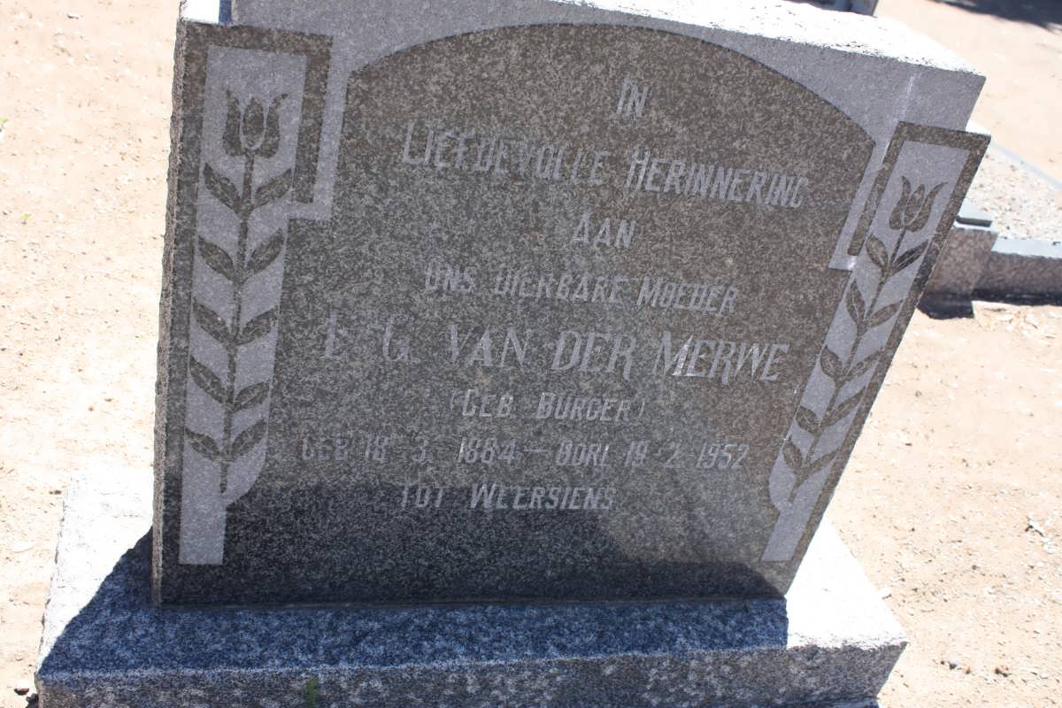 MERWE L.C., van der nee BURGER 18?4-1952