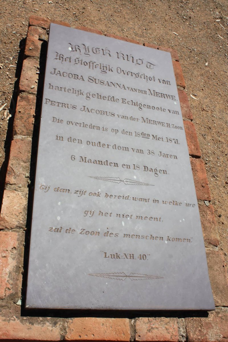 MERWE Jacoba Susanna, van der -1871