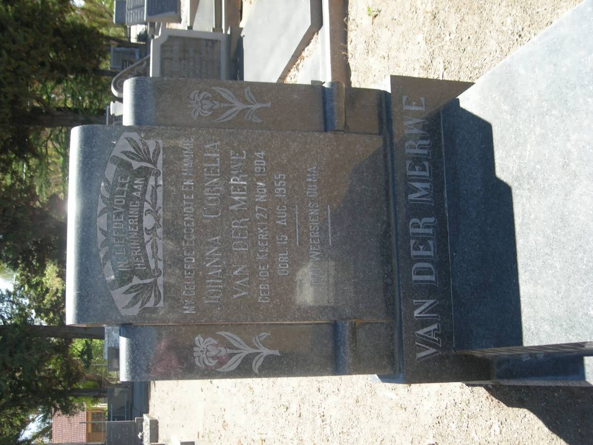 MERWE Johanna Cornelia, van der nee DE KLERK 1904-1955