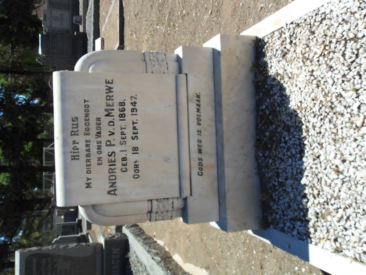 MERWE Andries P., v.d. 1868-1947