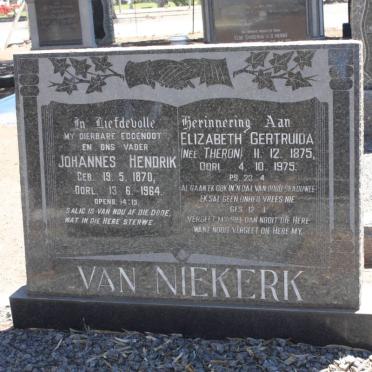 NIEKERK Johannes Hendrik, van 1870-1964 &amp; Elizabeth Gertruida THERON 1875-1975