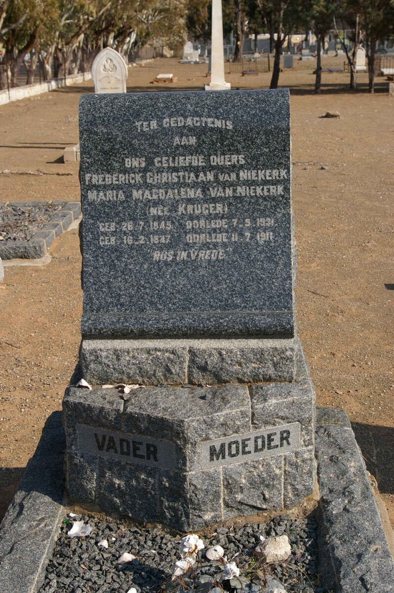 NIEKERK Frederick Christiaan, van 1845-1931 &amp; Maria Magdalena KRUGER 1847-1911