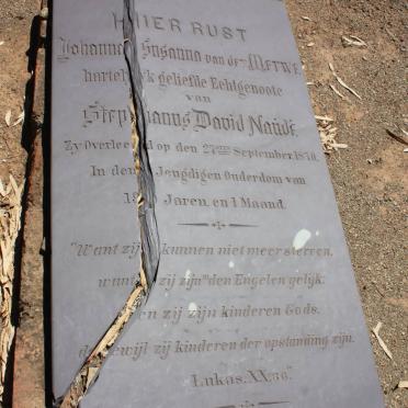 NAUDE Johanna Susanna nee VAN DER MERWE -1870