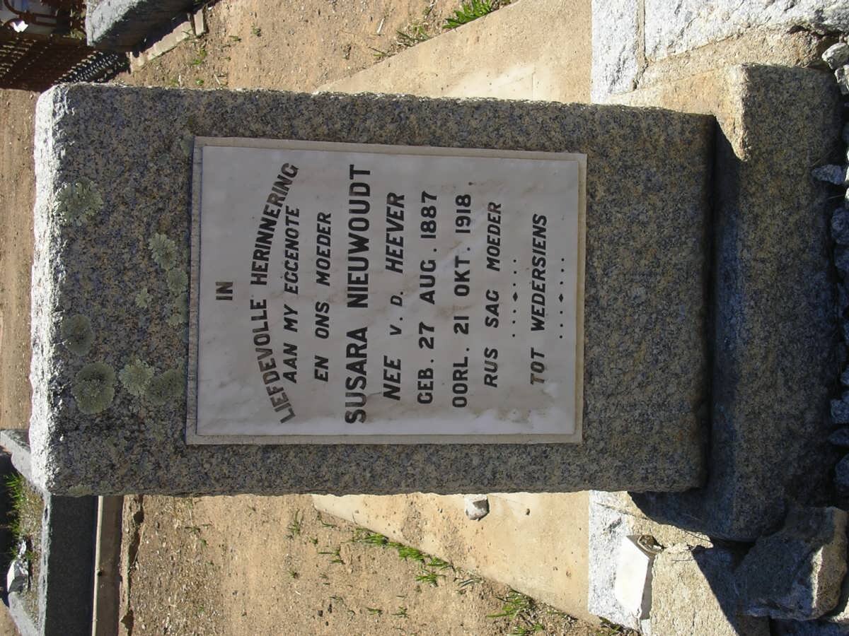 NIEUWOUDT Susara nee V.D. HEEVER 1887-1918