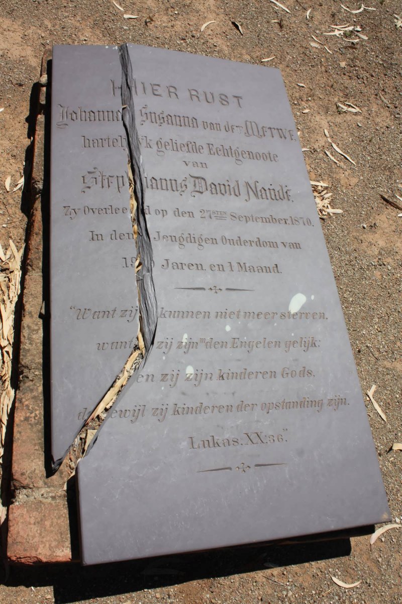 NAUDE Johanna Susanna nee VAN DER MERWE -1870