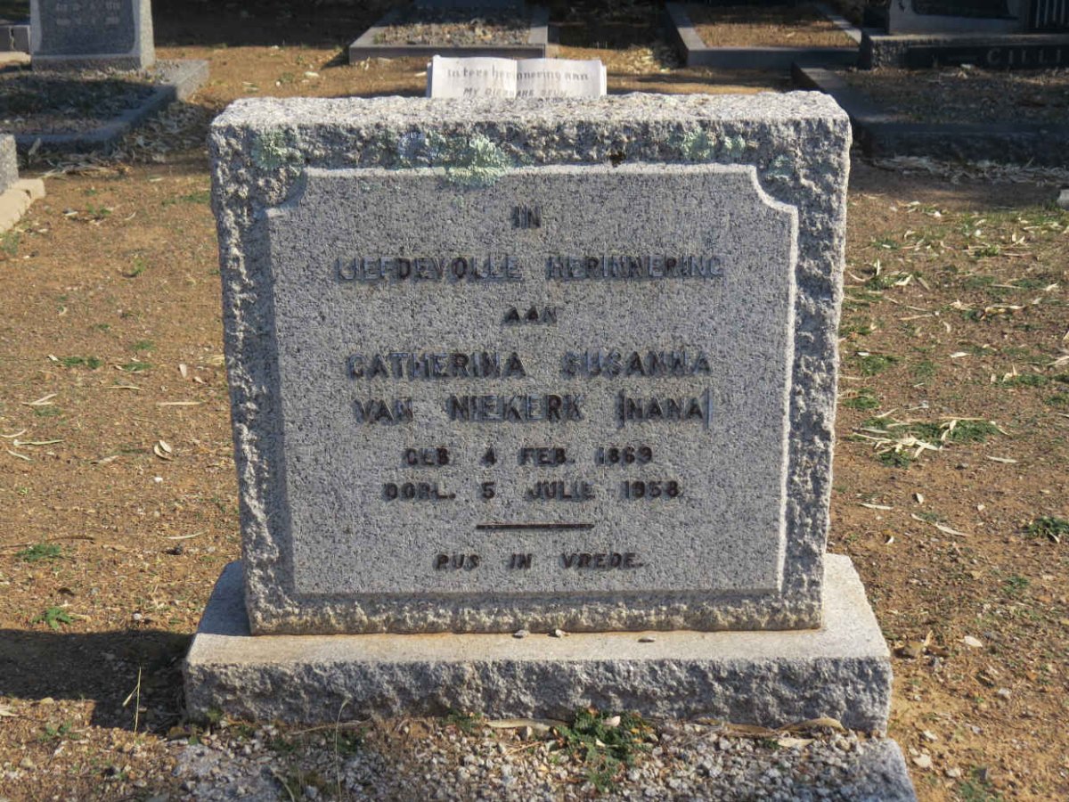 NIEKERK Catherina Susanna, van 1869-1958