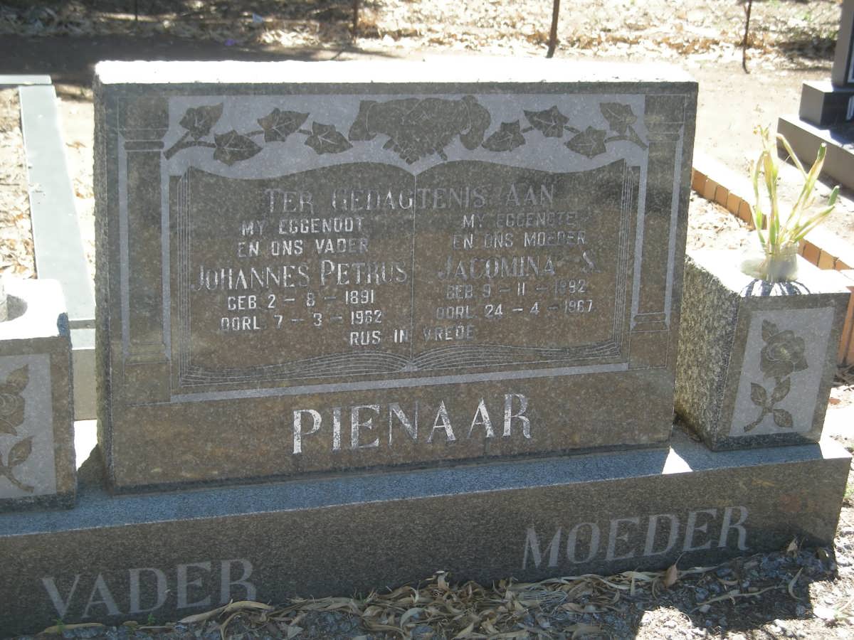 PIENAAR Johannes Petrus 1891-1962 &amp; Jacomina S. 1892-1967