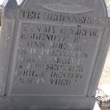 PRETORIUS S.H. nee V.D. MERWE 1875-1936