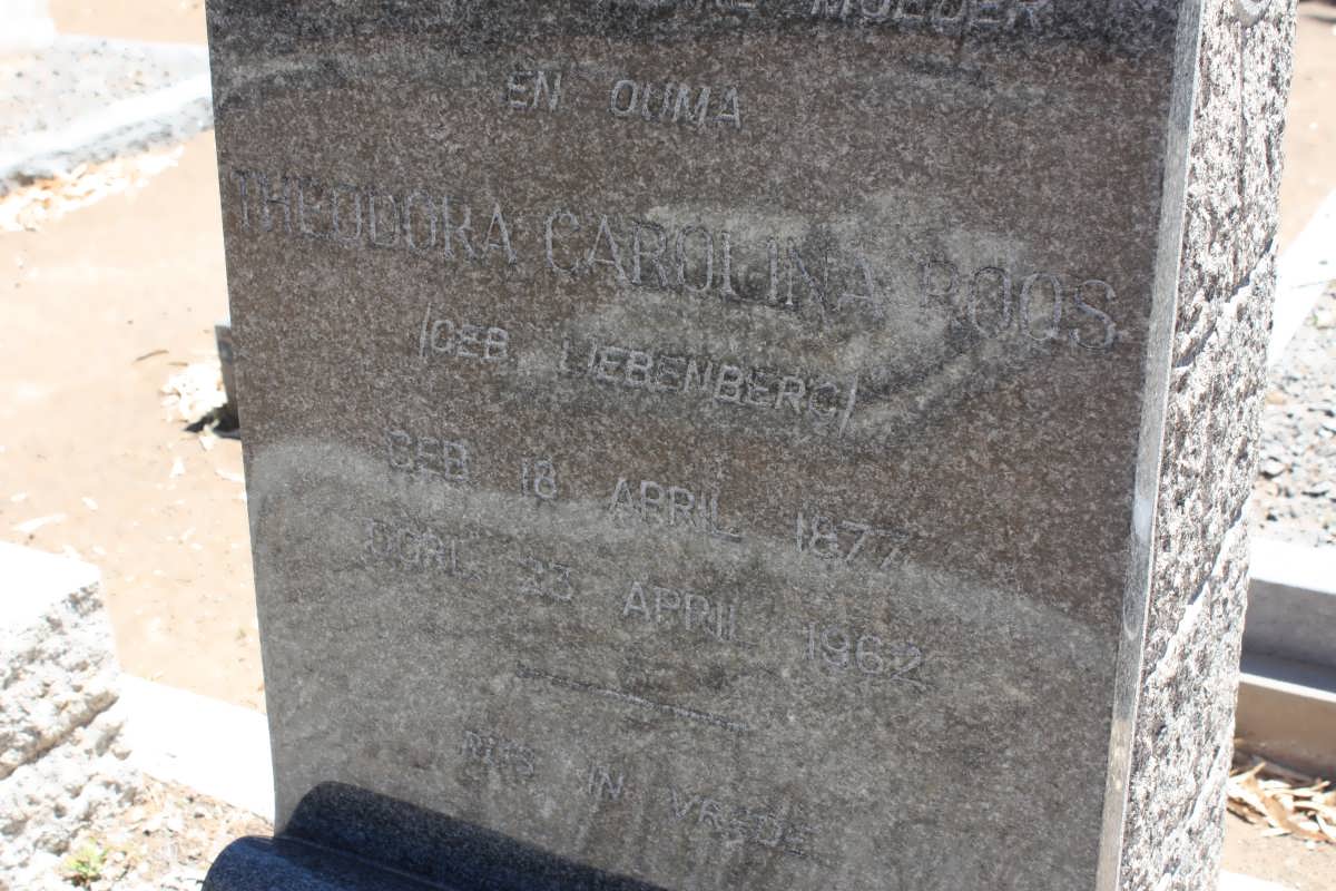 ROOS Theodora Carolina nee LIEBENBERG 1877-1962