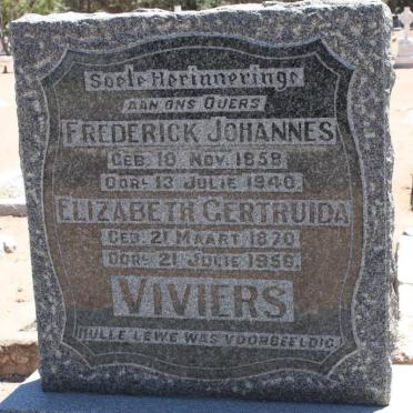 VIVIERS Frederick Johannes 1858-1940 &amp; Elizabeth Gertruida 1870-1958