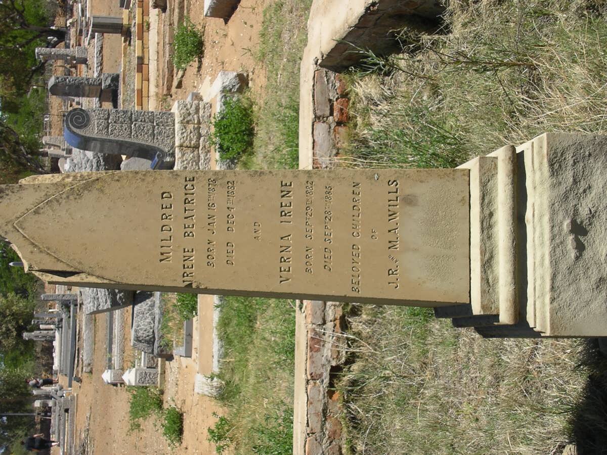 WILLS Mildred Irene Beatrice 1878-1882 :: WILLS Verna Irene 1882-1885