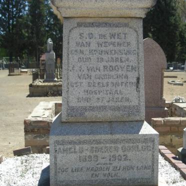 WET S.D., de :: VAN ROOYEN J.?. :: BLIGNAUT J.M. :: HAGEN F.N.