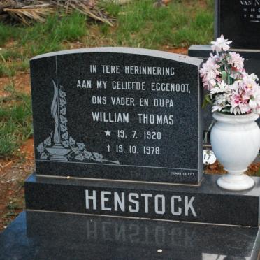 HENSTOCK William Thomas 1920-1978
