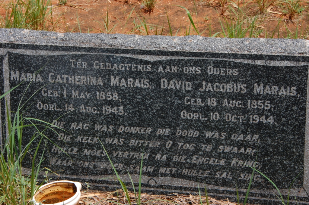 MARAIS David Jacobus 1855-1944 &amp; Maria Catherina 1858-1943