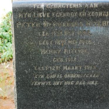 RITCHIE Peter Bernardus 1882-1926 :: RITCHIE Henry 1912-1913