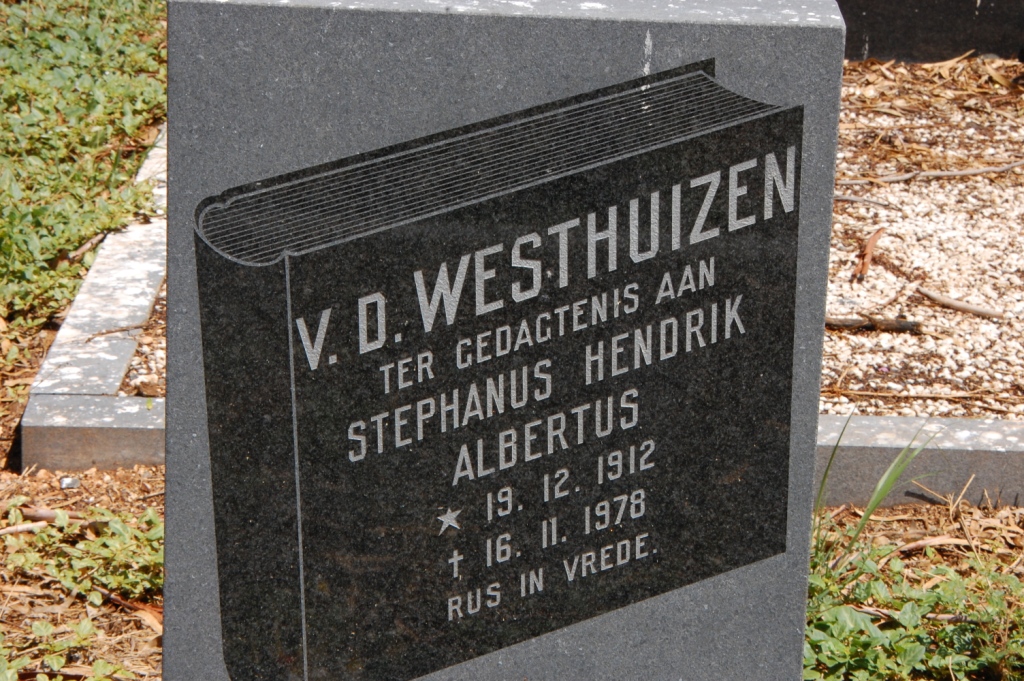 WESTHUIZEN Stephanus Hendrik Albertus, v.d. 1912-1978