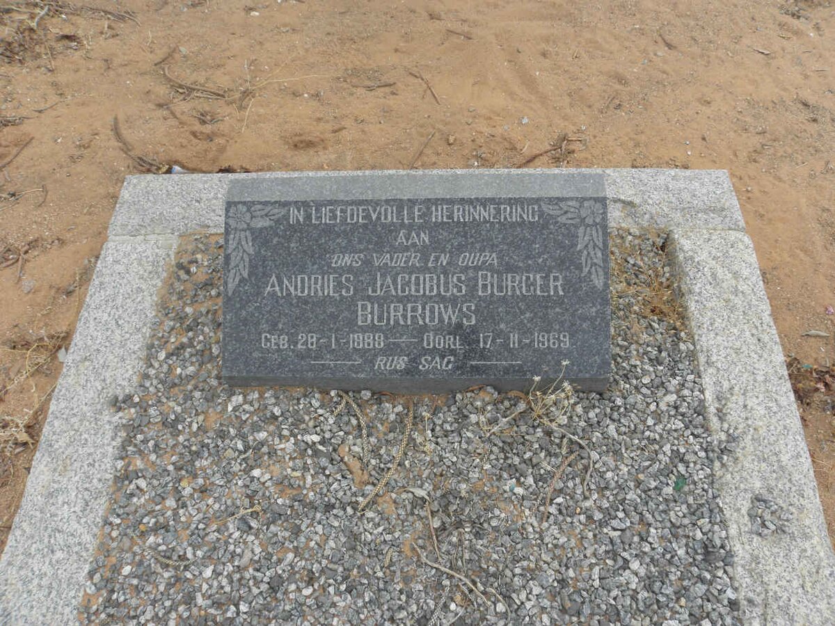 BURROWS Andries Jacobus Burger 1888-1969